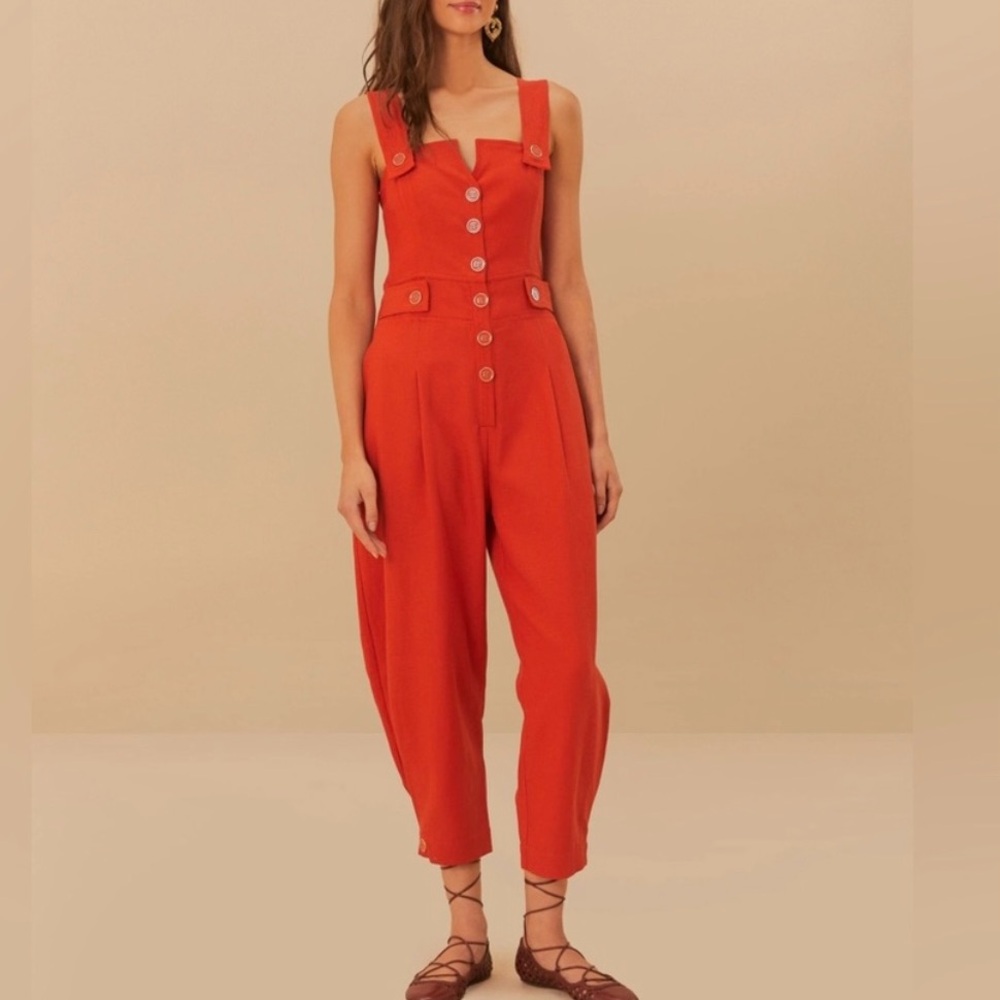 FARM Rio Vibrant Red Sleeveless Jumpsuit